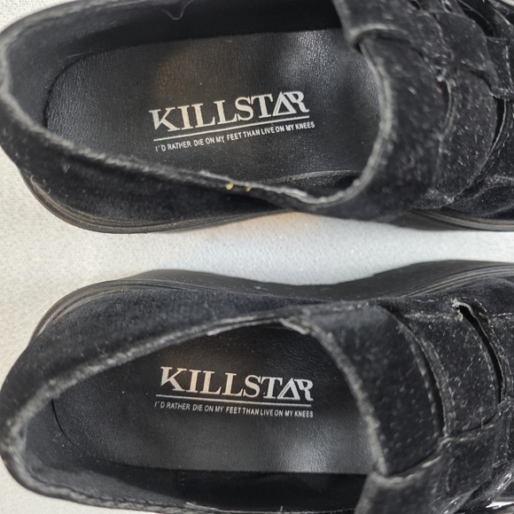 Killstar Evil Mary Janes Platform Shoes Black Velvet Wmn's 5 - Picture 2 of 12